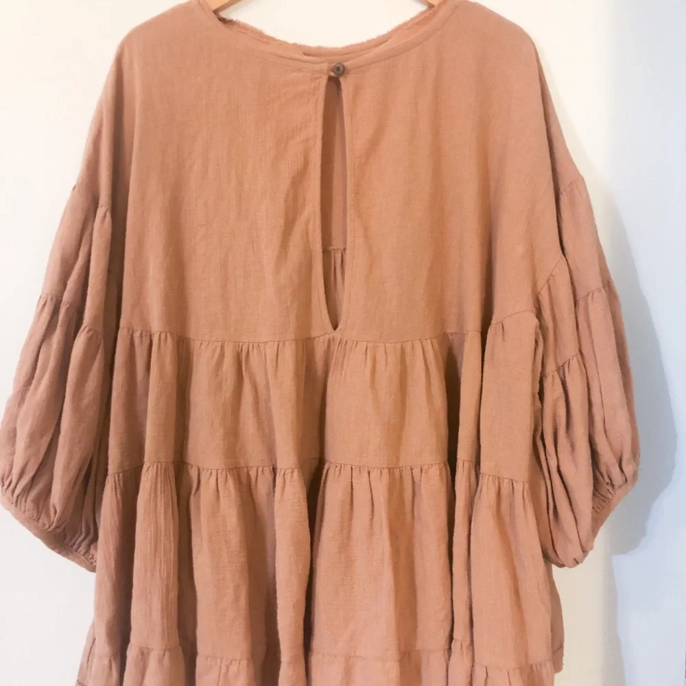 Free people Brianna tunic balloon sleeve open slit ruched flowy - Picture 15 of 15